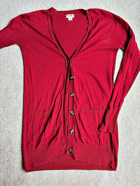 Mossimo Red Button-Front Cardigan Size XS